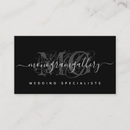 Elegant Black Luxe Glam Script Monogram Visitekaartje