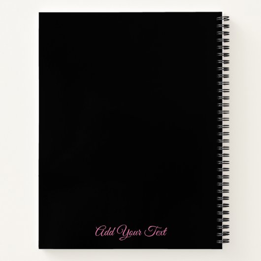 Elegant Black Luxury Floral Voeg Jouw tekst toe Notitieboek (Achterkant)