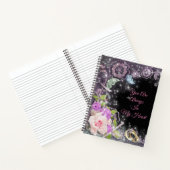 Elegant Black Luxury Floral Voeg Jouw tekst toe Notitieboek (Binnen)