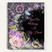 Elegant Black Luxury Floral Voeg Jouw tekst toe Notitieboek (Voorkant)