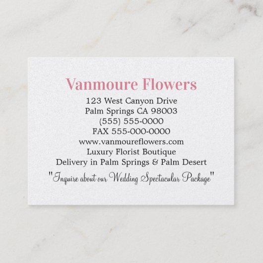 Elegant Black Luxury Pearl Florist Visitekaartje (Achterkant)