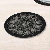 Elegant Black Mandala Boho Chic Indian Wedding Ronde Kartonnen Onderzetter (Gebogen)
