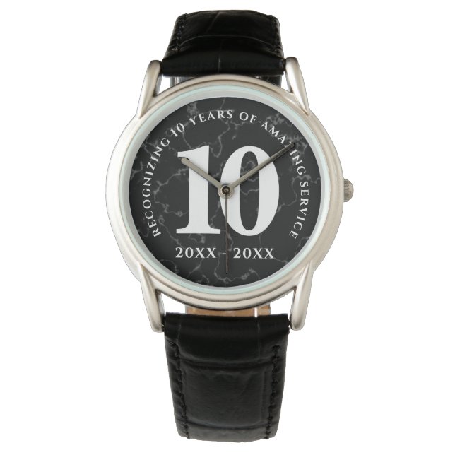 Elegant Black Marble 10 jaar Jubileum werk Horloge (Voorkant)