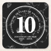 Elegant Black Marble 10 jaar Jubileum werk Kartonnen Onderzetters (Voorkant)