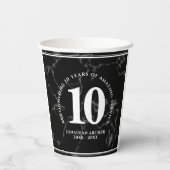 Elegant Black Marble 10 jaar Jubileum werk Papieren Bekers (Achterkant)