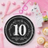 Elegant Black Marble 10 jaar Jubileum werk Papieren Bordje (Feest)