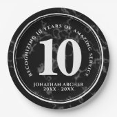 Elegant Black Marble 10 jaar Jubileum werk Papieren Bordje (Voorkant)