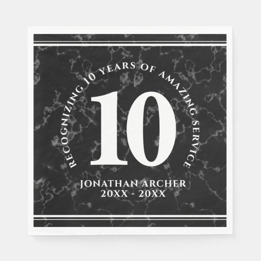 Elegant Black Marble 10 jaar Jubileum werk Servet (Voorkant)