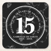 Elegant Black Marble 15 jaar Jubileum Kartonnen Onderzetters (Voorkant)