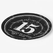 Elegant Black Marble 15 jaar Jubileum Papieren Bordje (Gekanteld)