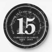 Elegant Black Marble 15 jaar Jubileum Papieren Bordje (Voorkant)