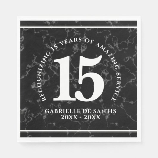 Elegant Black Marble 15 jaar Jubileum Servet (Voorkant)
