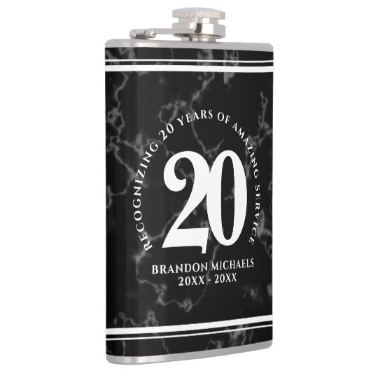 Elegant Black Marble 20 jaar Jubileum werk Heupfles (Rechts)