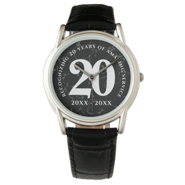 Elegant Black Marble 20 jaar Jubileum werk Horloge (Voorkant)