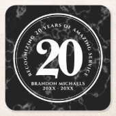Elegant Black Marble 20 jaar Jubileum werk Kartonnen Onderzetters (Voorkant)
