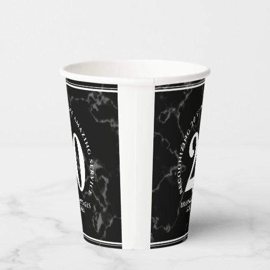 Elegant Black Marble 20 jaar Jubileum werk Papieren Bekers (Rechts)