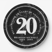 Elegant Black Marble 20 jaar Jubileum werk Papieren Bordje (Voorkant)