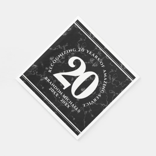 Elegant Black Marble 20 jaar Jubileum werk Servet (Hoek)