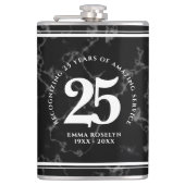 Elegant Black Marble 25 jaar Jubileum Heupfles (Voorkant)