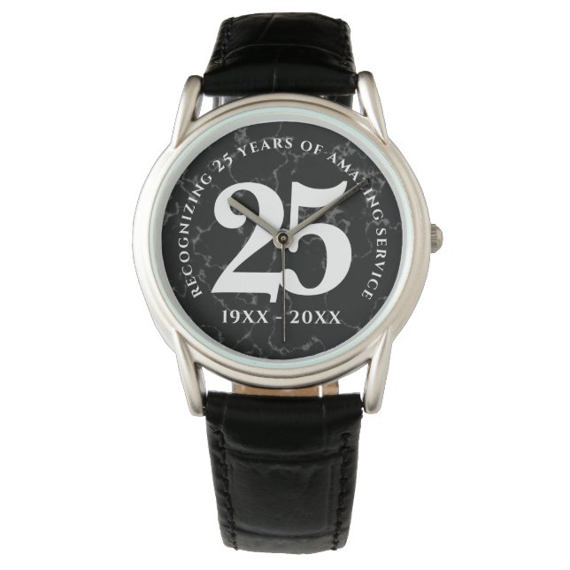 Elegant Black Marble 25 jaar Jubileum Horloge (Voorkant)