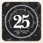 Elegant Black Marble 25 jaar Jubileum Kartonnen Onderzetters (Voorkant)