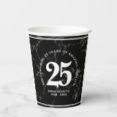 Elegant Black Marble 25 jaar Jubileum Papieren Bekers (Achterkant)