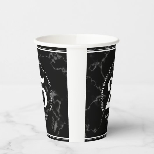 Elegant Black Marble 25 jaar Jubileum Papieren Bekers (Links)