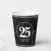 Elegant Black Marble 25 jaar Jubileum Papieren Bekers (Voorkant)