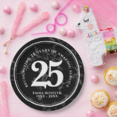 Elegant Black Marble 25 jaar Jubileum Papieren Bordje (Feest)