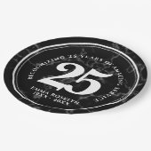 Elegant Black Marble 25 jaar Jubileum Papieren Bordje (Gekanteld)