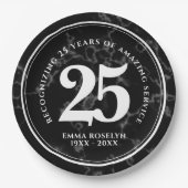 Elegant Black Marble 25 jaar Jubileum Papieren Bordje (Voorkant)