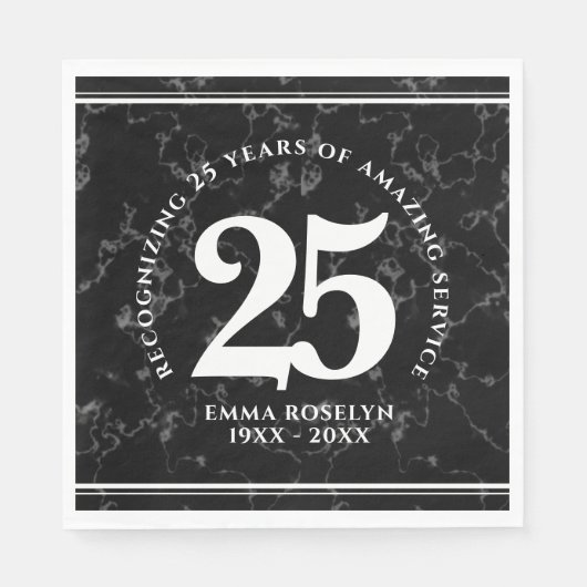 Elegant Black Marble 25 jaar Jubileum Servet (Voorkant)