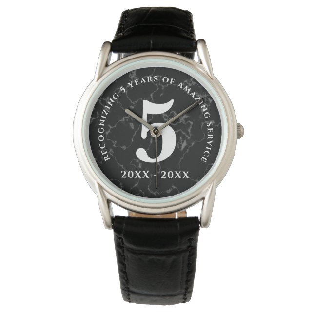 Elegant Black Marble 5 jaar Jubileum Horloge (Voorkant)