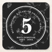Elegant Black Marble 5 jaar Jubileum Kartonnen Onderzetters (Voorkant)