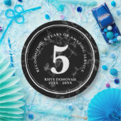 Elegant Black Marble 5 jaar Jubileum Papieren Bordje (Feest)