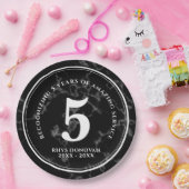 Elegant Black Marble 5 jaar Jubileum Papieren Bordje (Feest)