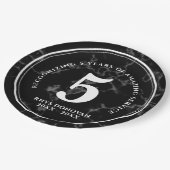 Elegant Black Marble 5 jaar Jubileum Papieren Bordje (Gekanteld)