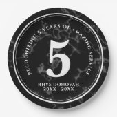 Elegant Black Marble 5 jaar Jubileum Papieren Bordje (Voorkant)