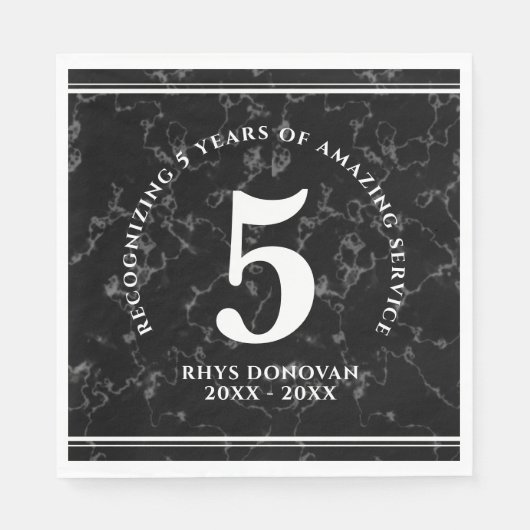 Elegant Black Marble 5 jaar Jubileum Servet (Voorkant)