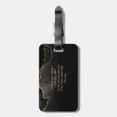 Elegant Black Marble Agate Monogram Aangepast Bagagelabel (Achterkant verticaal)