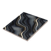 Elegant Black Marble and Gold Veins Abstract Tegeltje (Zijkant)
