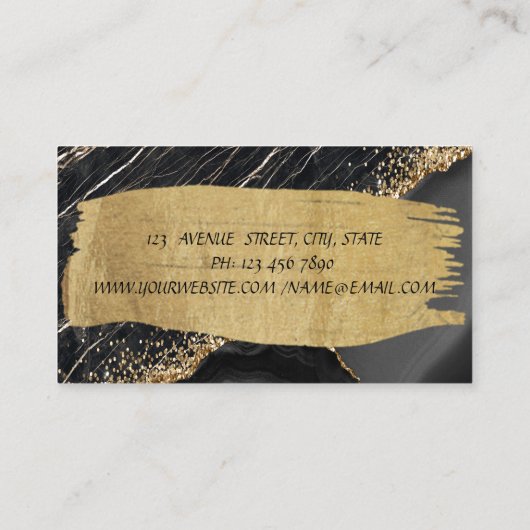 Elegant Black Marble Brush Stroke Visitekaartje (Achterkant)