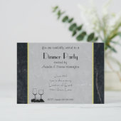 Elegant Black Marble Dinner Party Kaart (Staand voorkant)