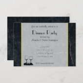 Elegant Black Marble Dinner Party Kaart (Voorkant / Achterkant)