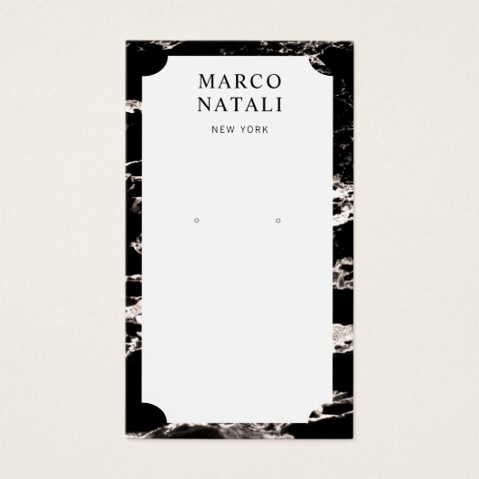 Elegant Black Marble Earring Display Card Visitekaartje (Voorkant)