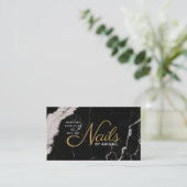 Elegant Black Marble Gold Nails op "Name" Visitekaartje (Staand voorkant)