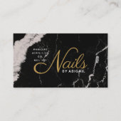 Elegant Black Marble Gold Nails op "Name" Visitekaartje (Voorkant)