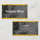 Elegant Black Marble Gold Trim Visitekaartje (Voorkant / Achterkant)