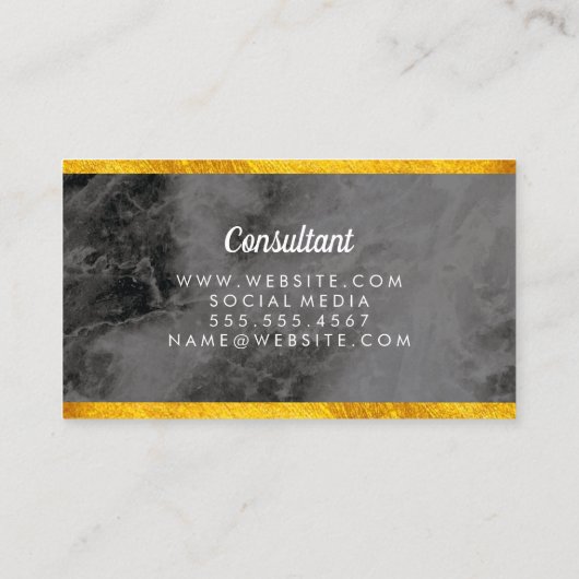 Elegant Black Marble Gold Trim Visitekaartje (Achterkant)
