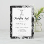 Elegant Black Marble, Nurse Graduation Party Kaart (Staand voorkant)
